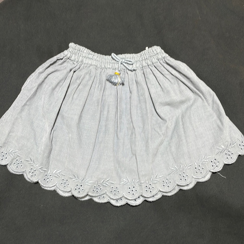 Scalloped thin corduroy skirt gray